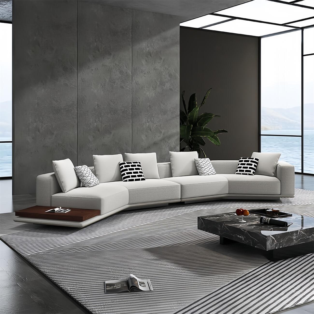 AAF Furniture Light Luxury Linen Cotton Fabric Cloud Shaped Sofa set for Livingroom