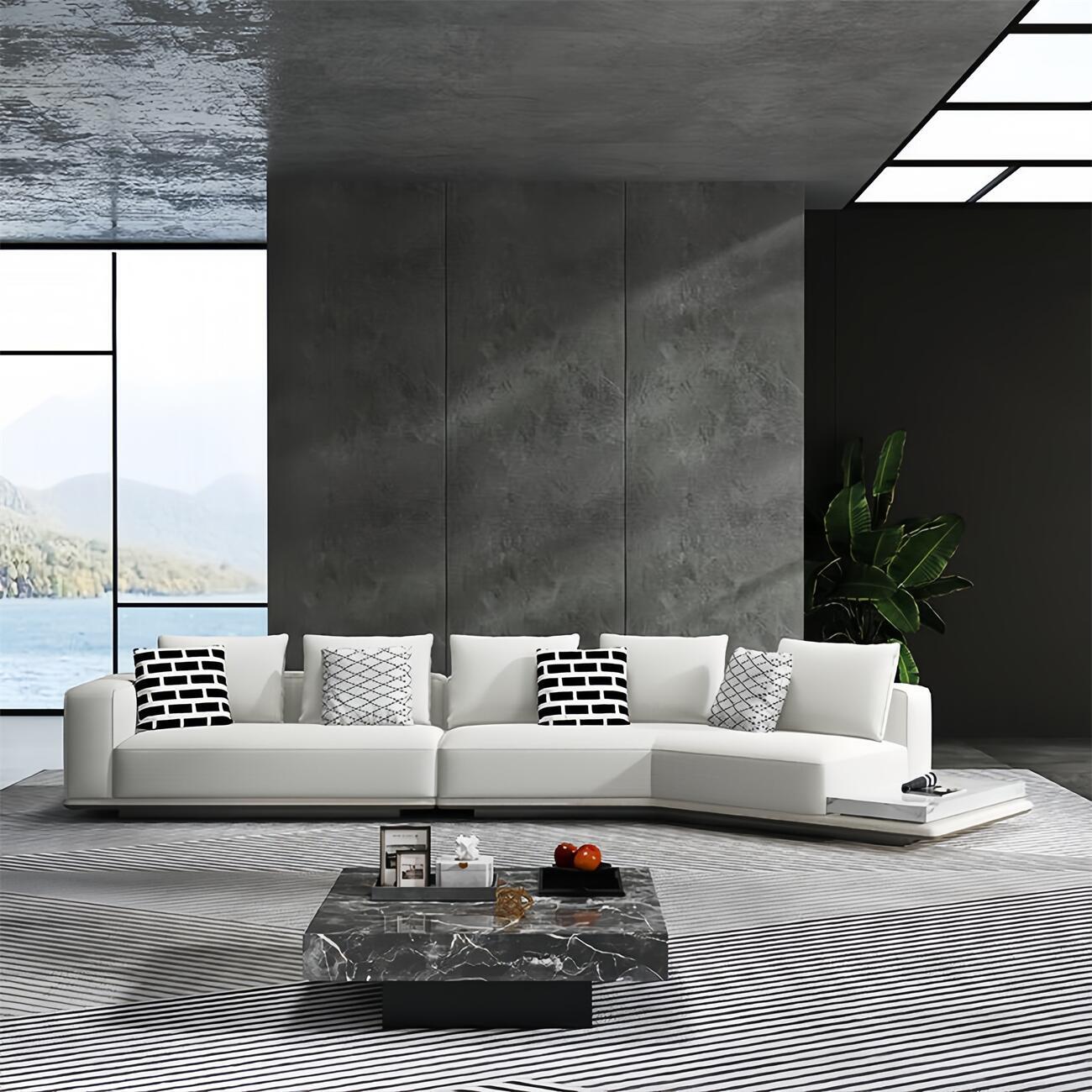 AAF Furniture Light Luxury Linen Cotton Fabric Cloud Shaped Sofa set for Livingroom