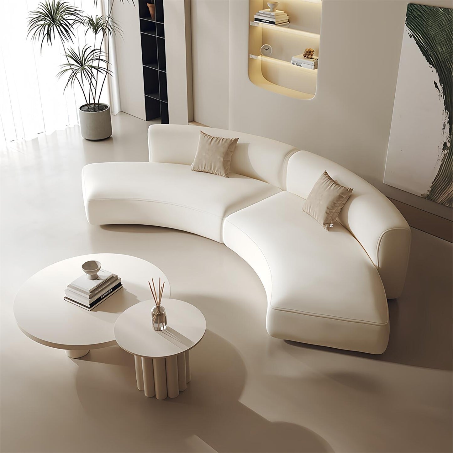 AAF Furniture Light Luxury Linen Cotton Fabric Cloud Shaped Sofa set for Livingroom