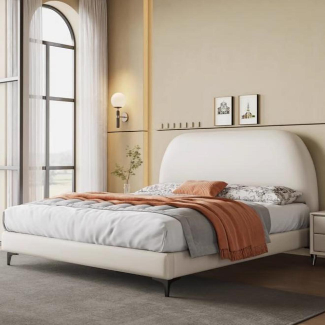 AAF Furniture Light Luxury Modern Leather Wrap Bed Frame for Bedroom Without Mattress