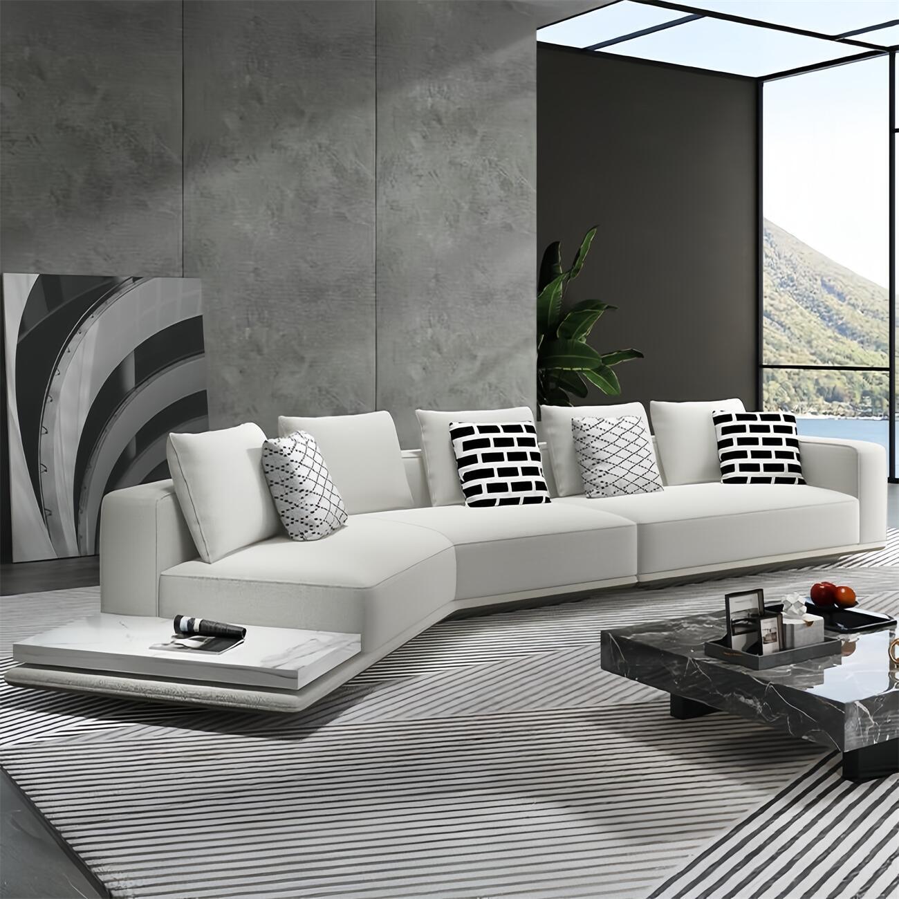 AAF Furniture Light Luxury Linen Cotton Fabric Cloud Shaped Sofa set for Livingroom
