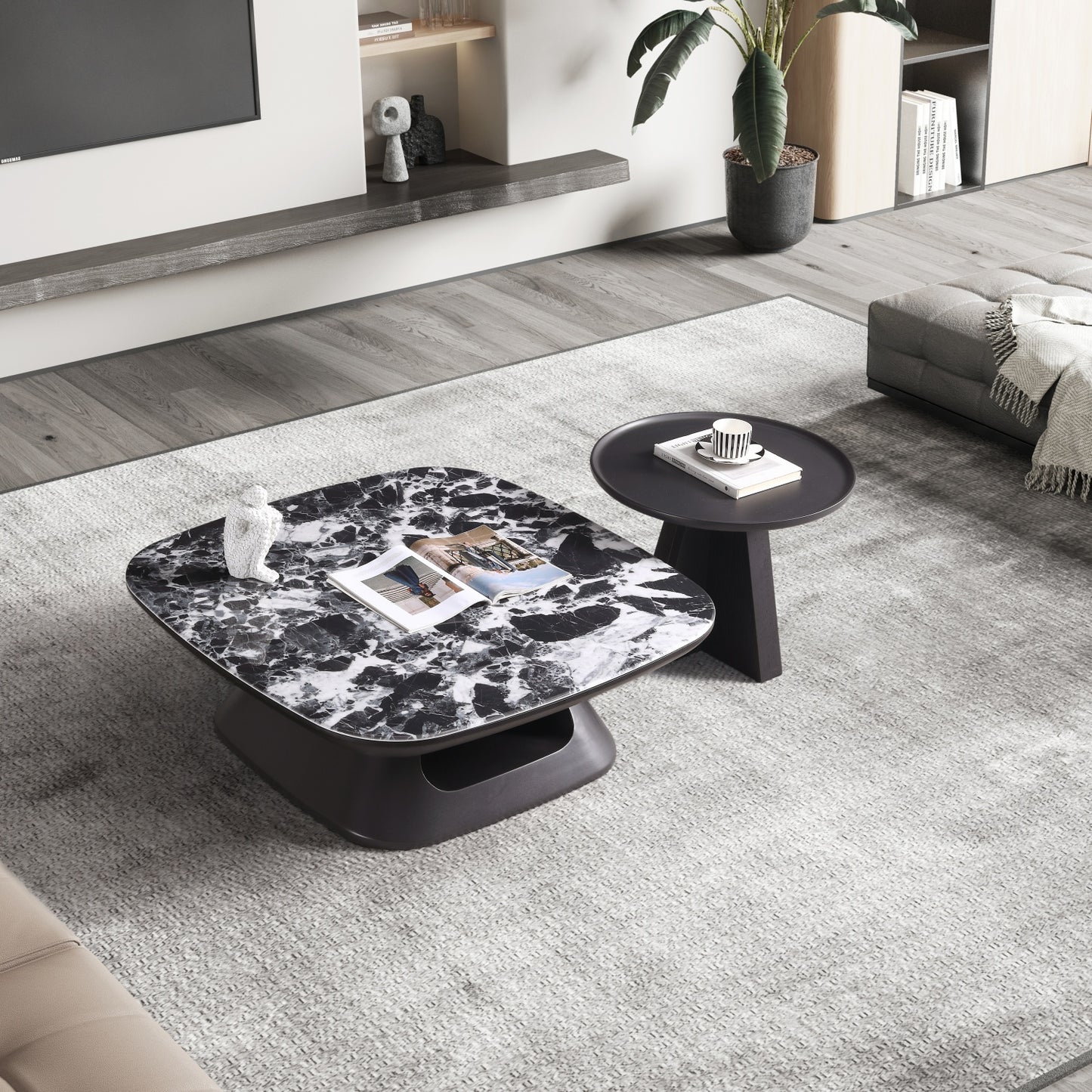 AAF FURNITURE Space-Saving Nesting Table Set for Modern Living Room