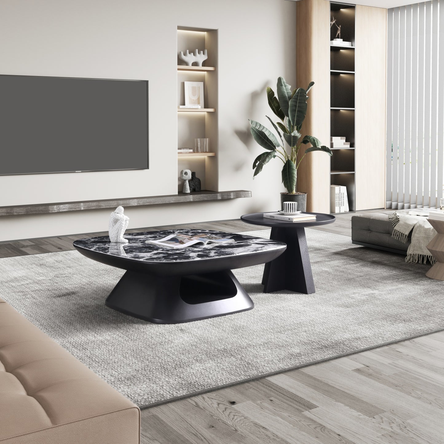 AAF FURNITURE Space-Saving Nesting Table Set for Modern Living Room