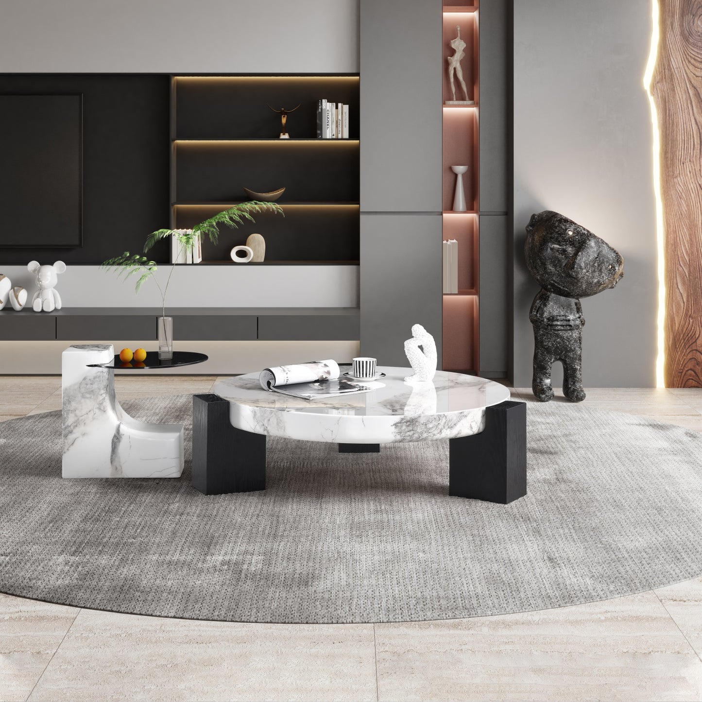 AAF FURNITURE Space-Saving Nesting Table Set for Modern Living Room