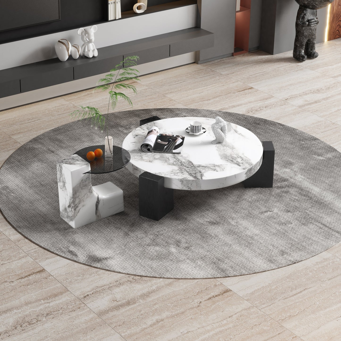 AAF FURNITURE Space-Saving Nesting Table Set for Modern Living Room