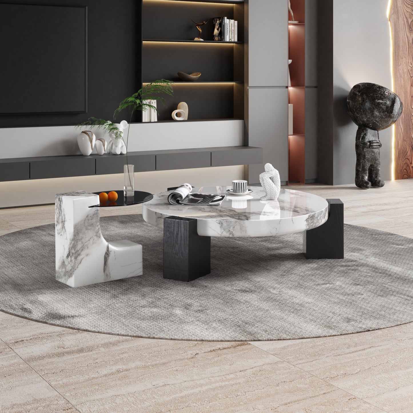AAF FURNITURE Space-Saving Nesting Table Set for Modern Living Room
