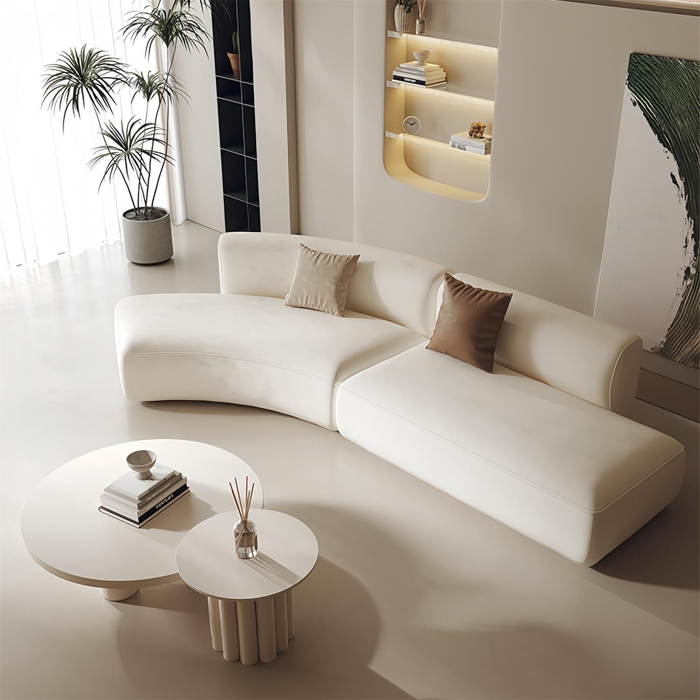 AAF Furniture Light Luxury Linen Cotton Fabric Cloud Shaped Sofa set for Livingroom