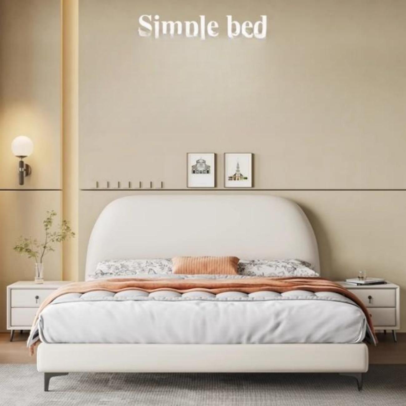 AAF Furniture Light Luxury Modern Leather Wrap Bed Frame for Bedroom Without Mattress