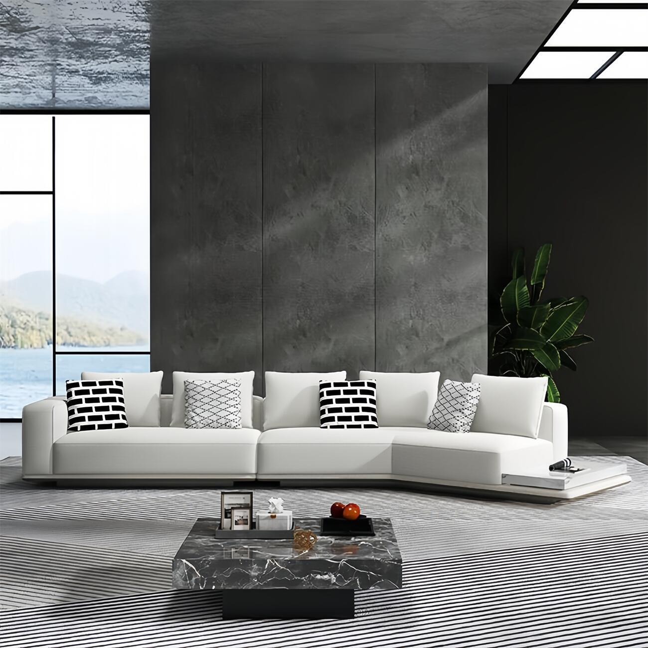 AAF Furniture Light Luxury Linen Cotton Fabric Cloud Shaped Sofa set for Livingroom