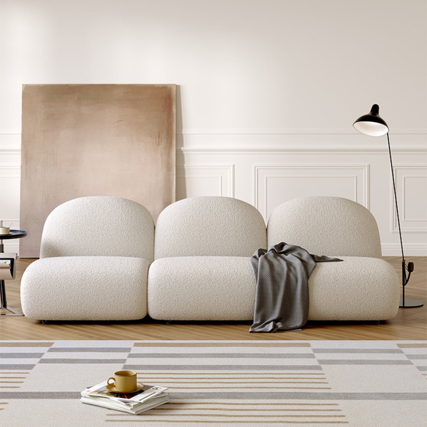 AAF FURNITURE Light Luxury Fabric Cloud Shaped Sofa set for Livingroom