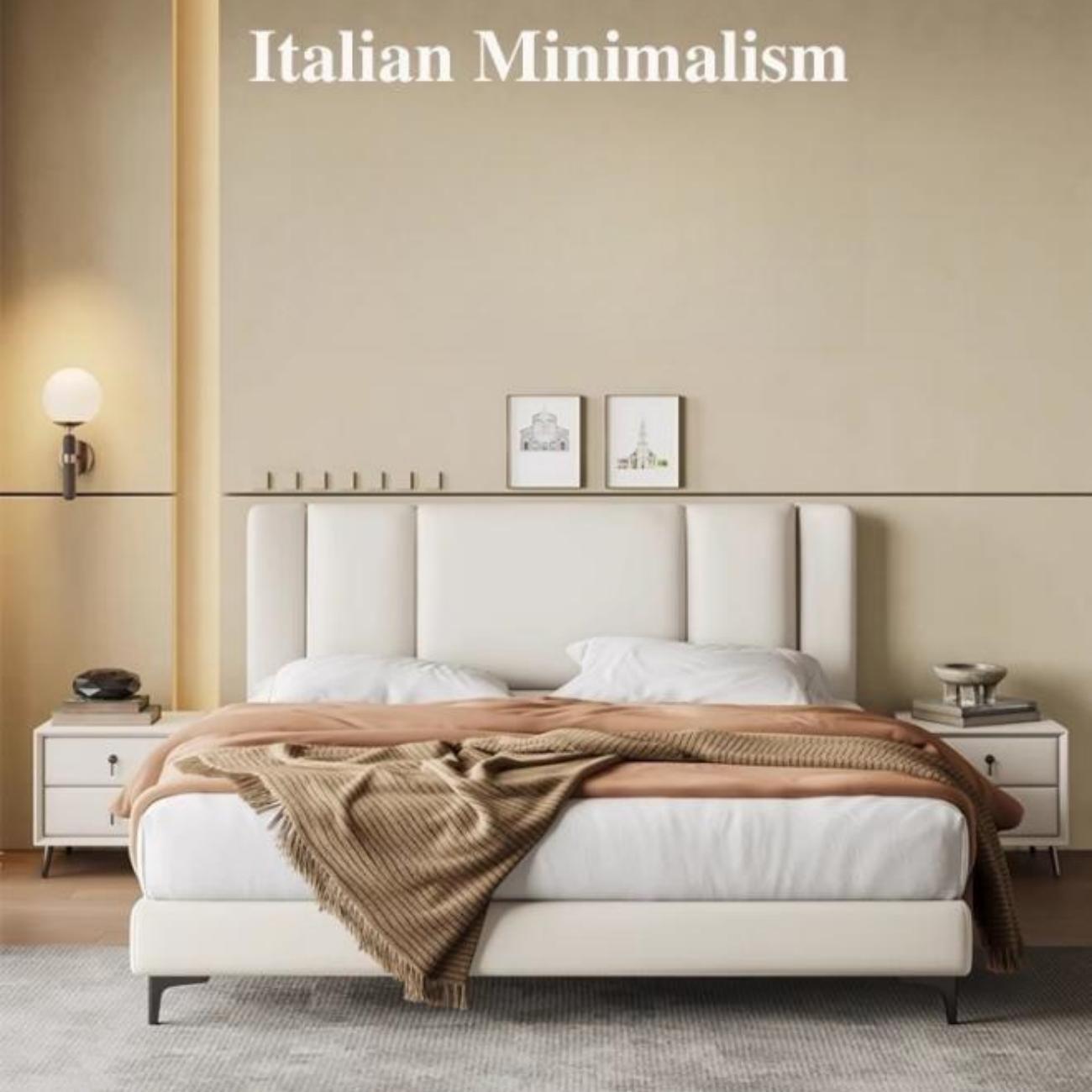 AAF Furniture Light Luxury Modern Leather Wrap Bed Frame for Bedroom Without Mattress
