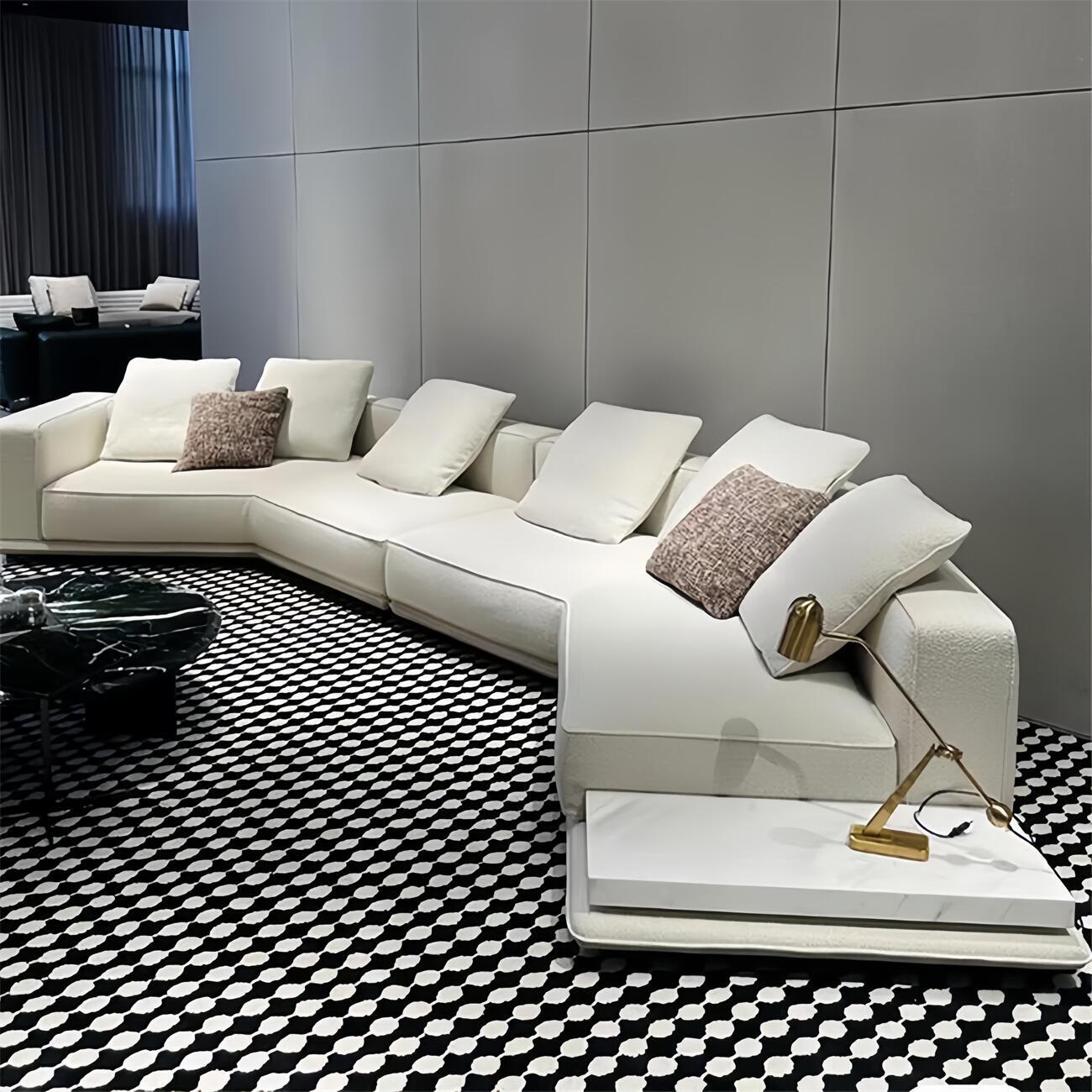 AAF Furniture Light Luxury Linen Cotton Fabric Cloud Shaped Sofa set for Livingroom