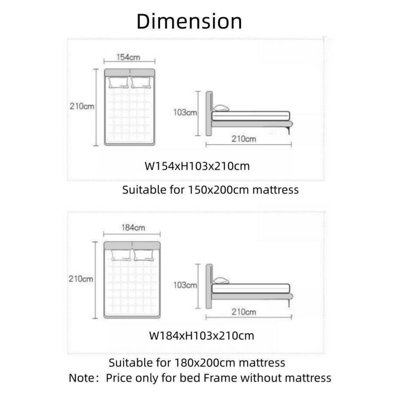 AAF Furniture Light Luxury Modern Leather Wrap Bed Frame for Bedroom Without Mattress