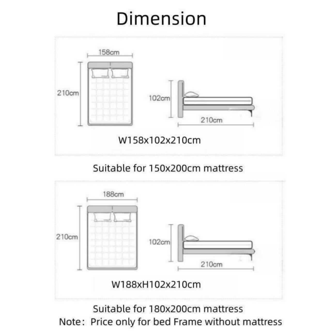 AAF Furniture Light Luxury Modern Leather Wrap Bed Frame for Bedroom Without Mattress