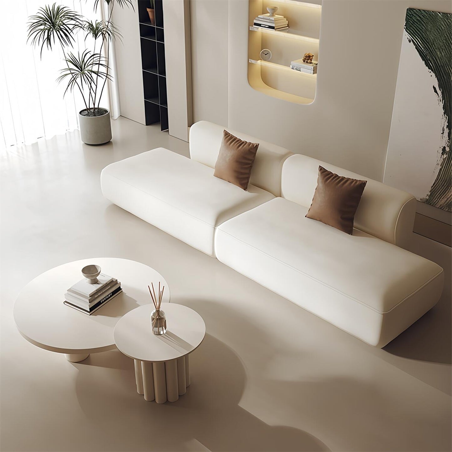 AAF Furniture Light Luxury Linen Cotton Fabric Cloud Shaped Sofa set for Livingroom