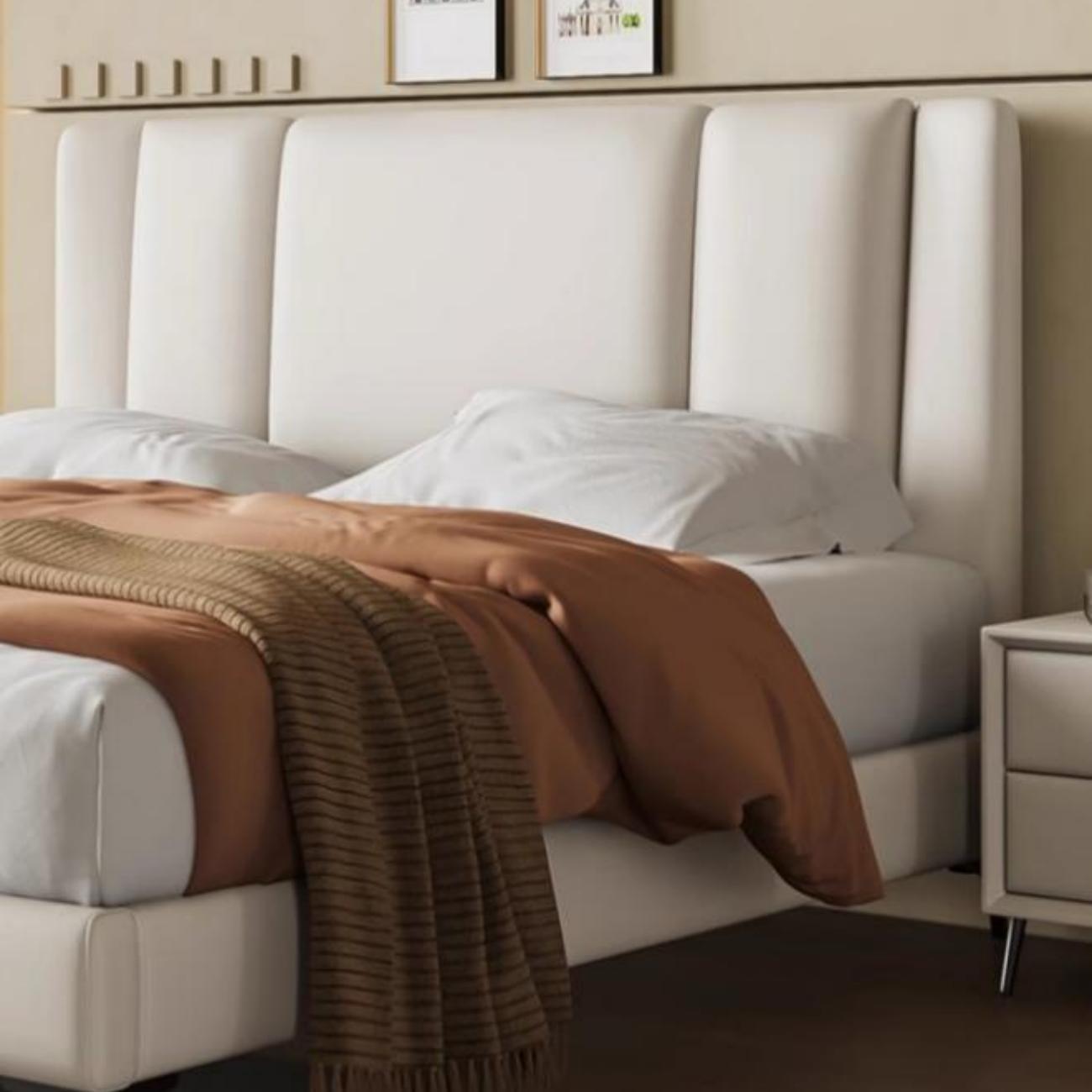 AAF Furniture Light Luxury Modern Leather Wrap Bed Frame for Bedroom Without Mattress