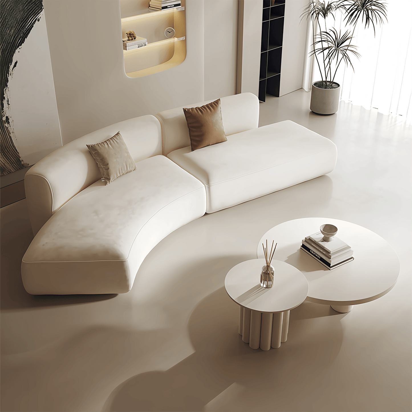 AAF Furniture Light Luxury Linen Cotton Fabric Cloud Shaped Sofa set for Livingroom