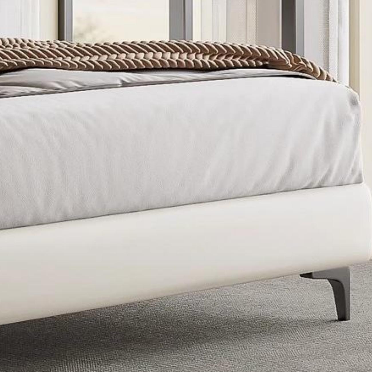 AAF Furniture Light Luxury Modern Leather Wrap Bed Frame for Bedroom Without Mattress