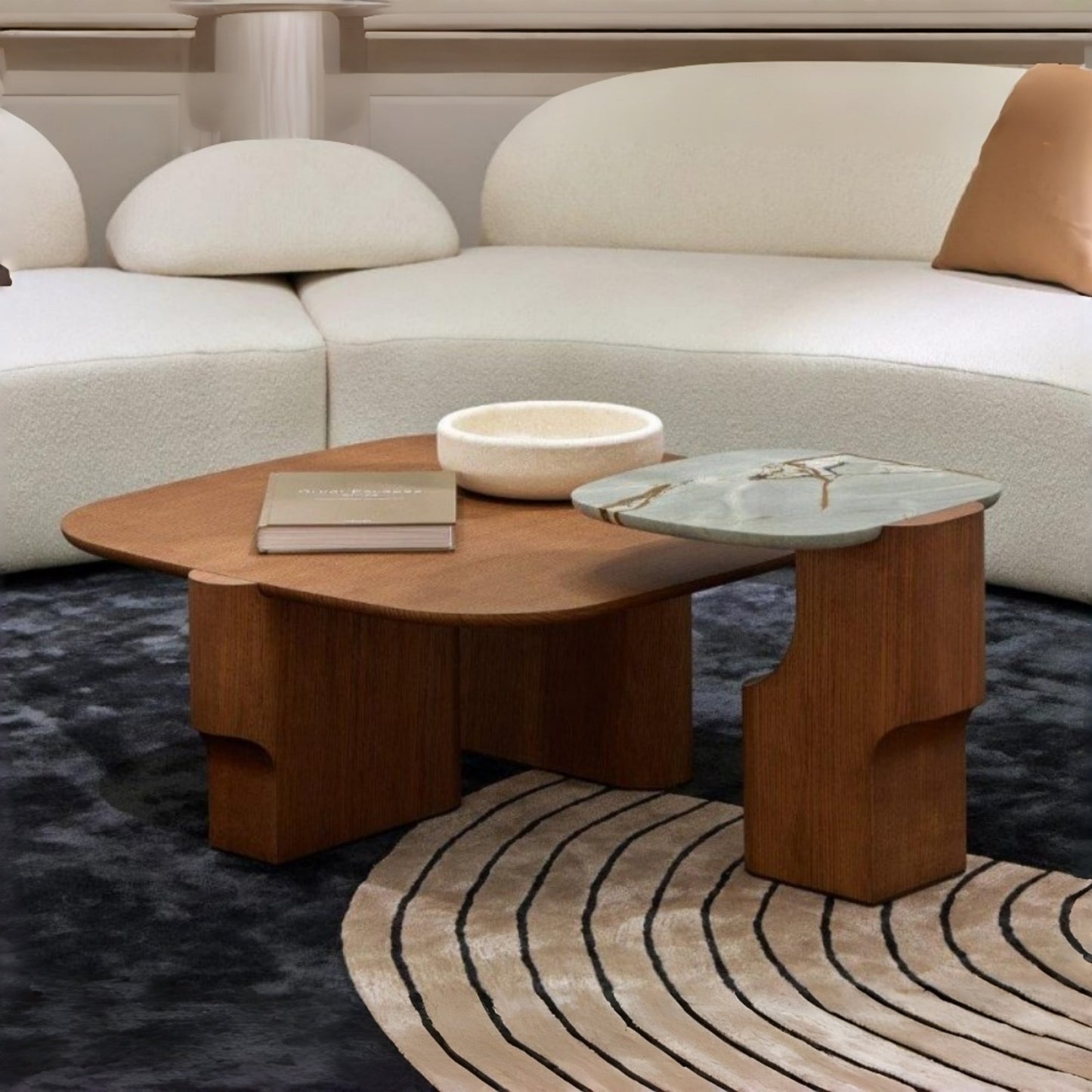 AAF FURNITURE Space-Saving Nesting Table Set for Modern Living Room