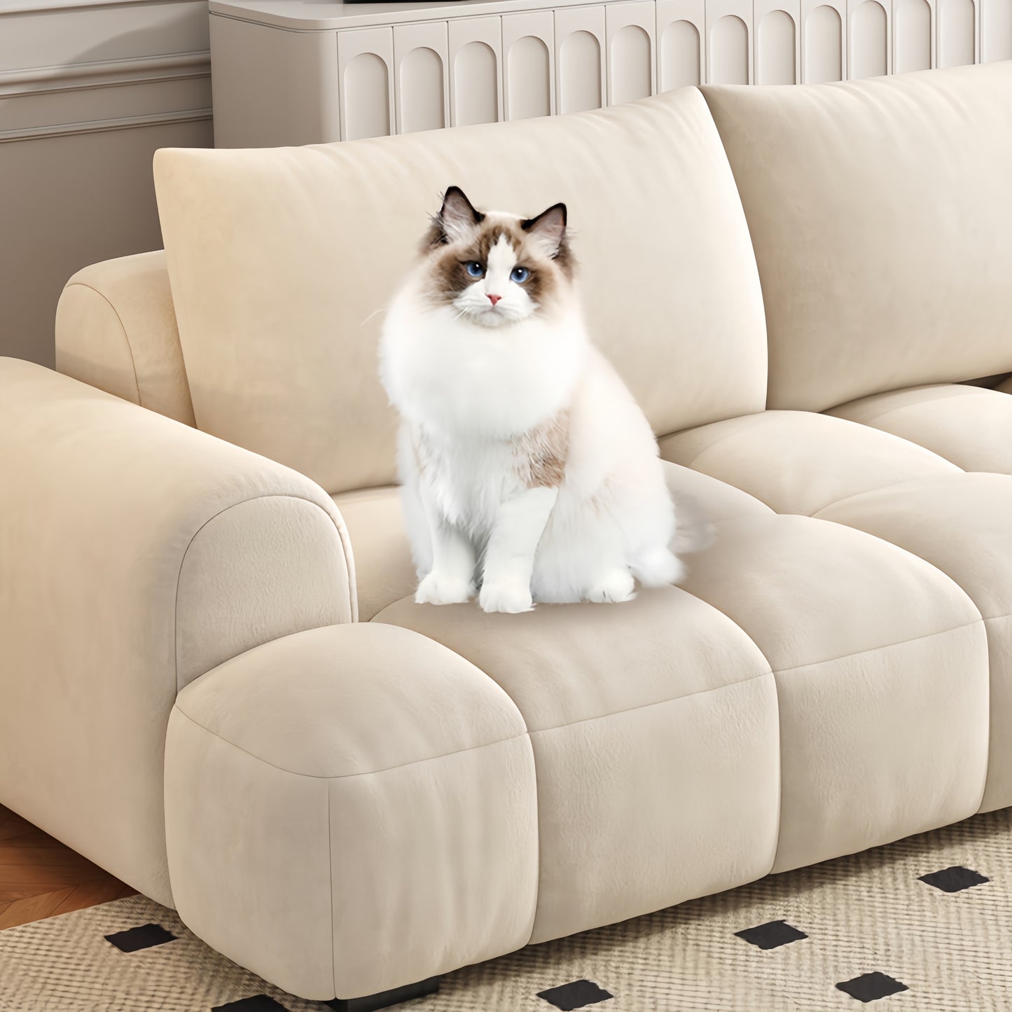 AAF Furniture Light Luxury Fabric Cloud Shaped Sofa set for Livingroom