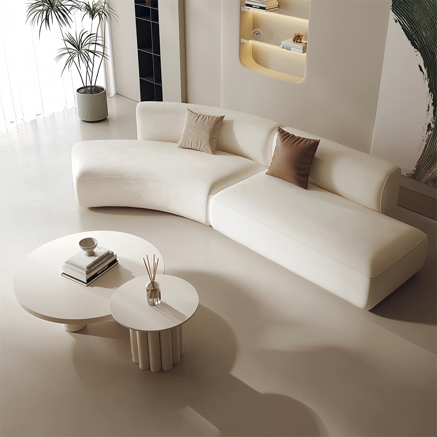 AAF Furniture Light Luxury Linen Cotton Fabric Cloud Shaped Sofa set for Livingroom