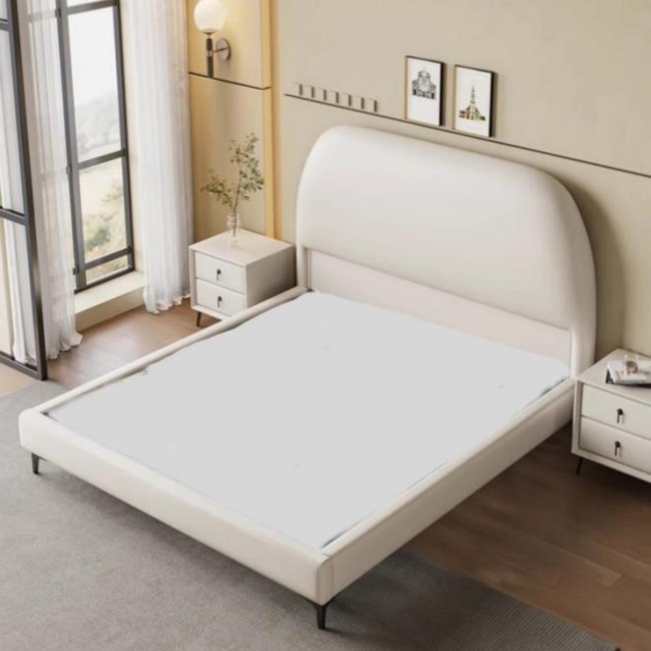 AAF Furniture Light Luxury Modern Leather Wrap Bed Frame for Bedroom Without Mattress