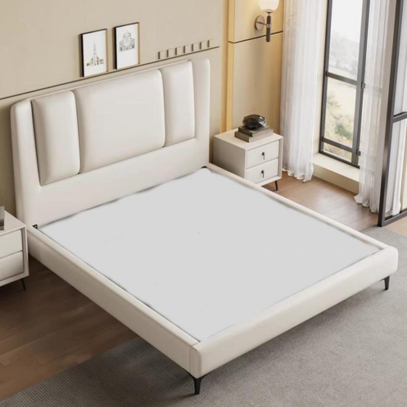 AAF Furniture Light Luxury Modern Leather Wrap Bed Frame for Bedroom Without Mattress