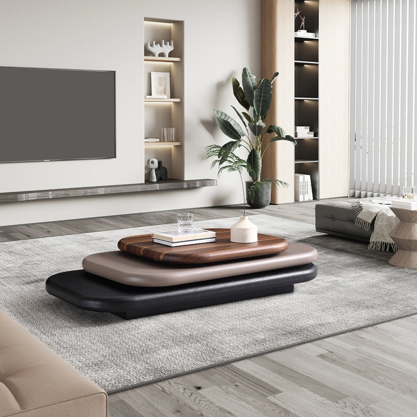 AAF FURNITURE Space-Saving Nesting Table Set for Modern Living Room