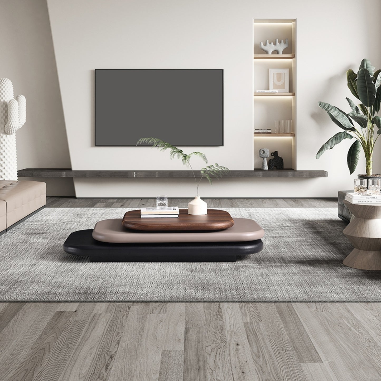 AAF FURNITURE Space-Saving Nesting Table Set for Modern Living Room