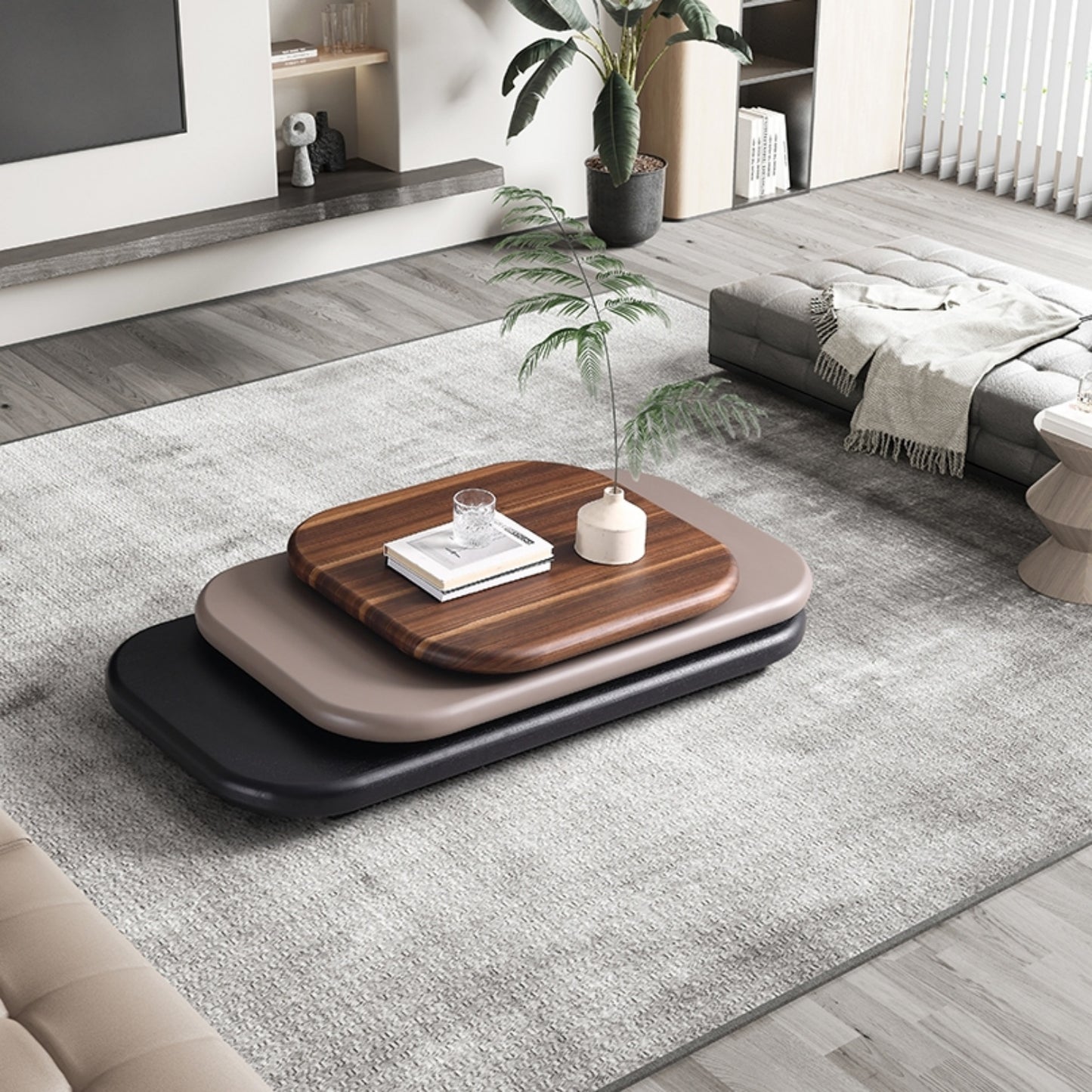 AAF FURNITURE Space-Saving Nesting Table Set for Modern Living Room