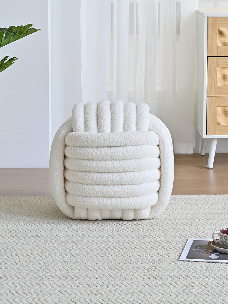 AAF Furniture Plush Weaving Square Shaped Accent Stool for Living Room