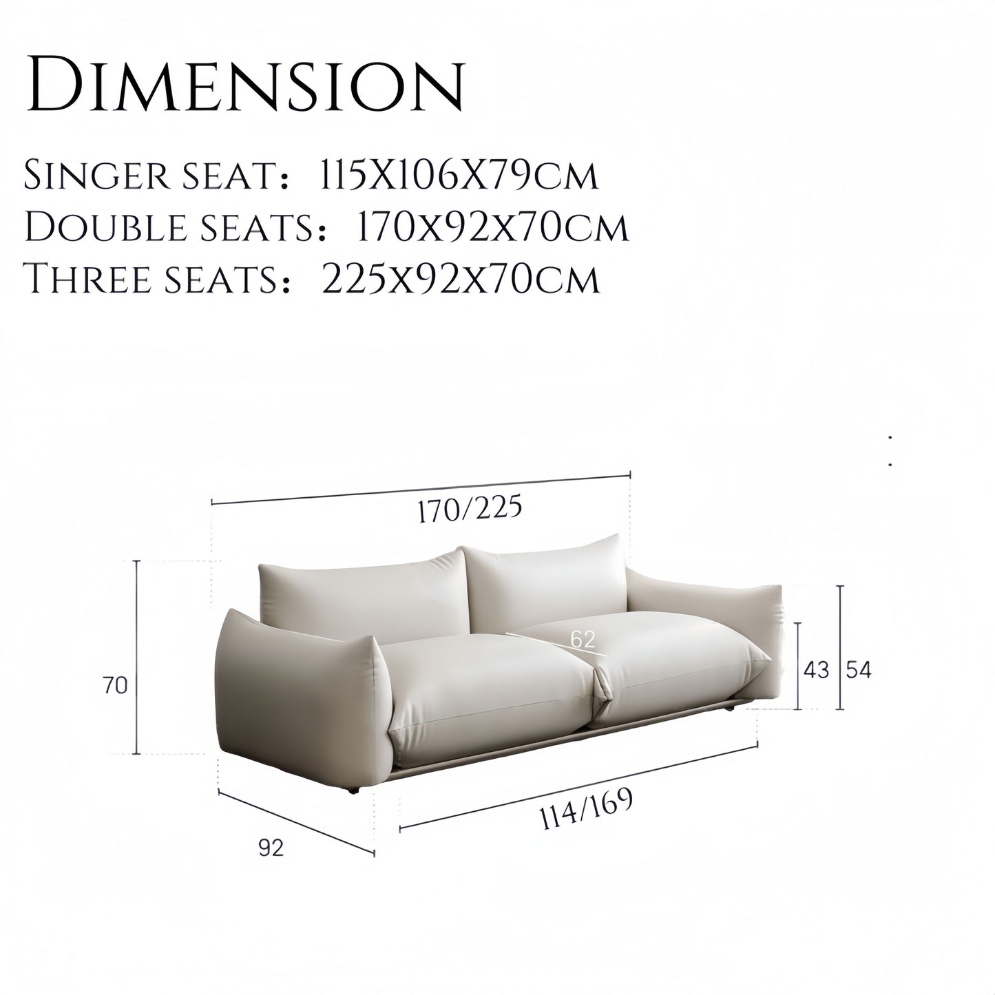 AAF FURNITURE Light Luxury Fabric Cloud Shaped Sofa set for Livingroom