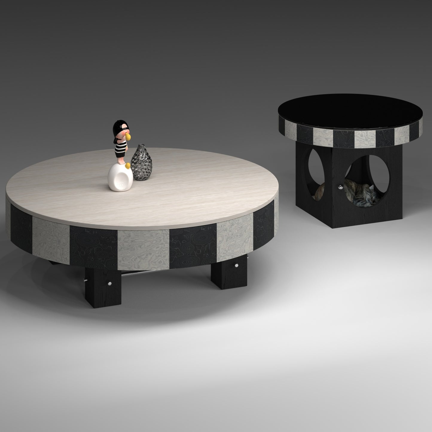 AAF FURNITURE Space-Saving Nesting Table Set for Modern Living Room