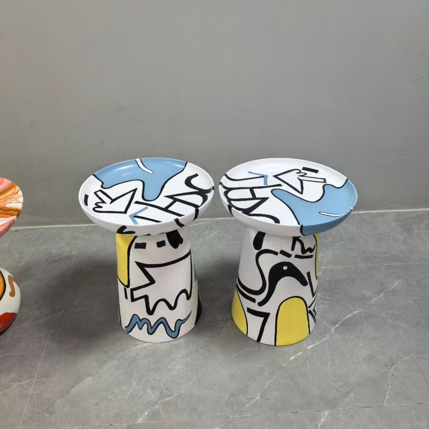 AAF FURNITURE Vibrant Abstract Accent Table for the Modern Living Room