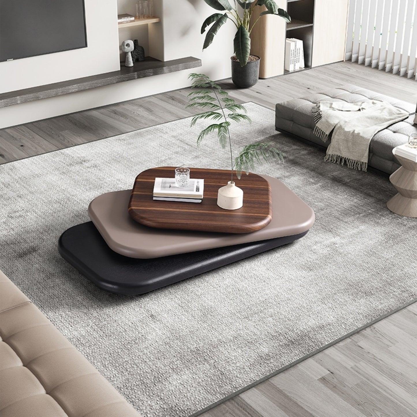 AAF FURNITURE Space-Saving Nesting Table Set for Modern Living Room