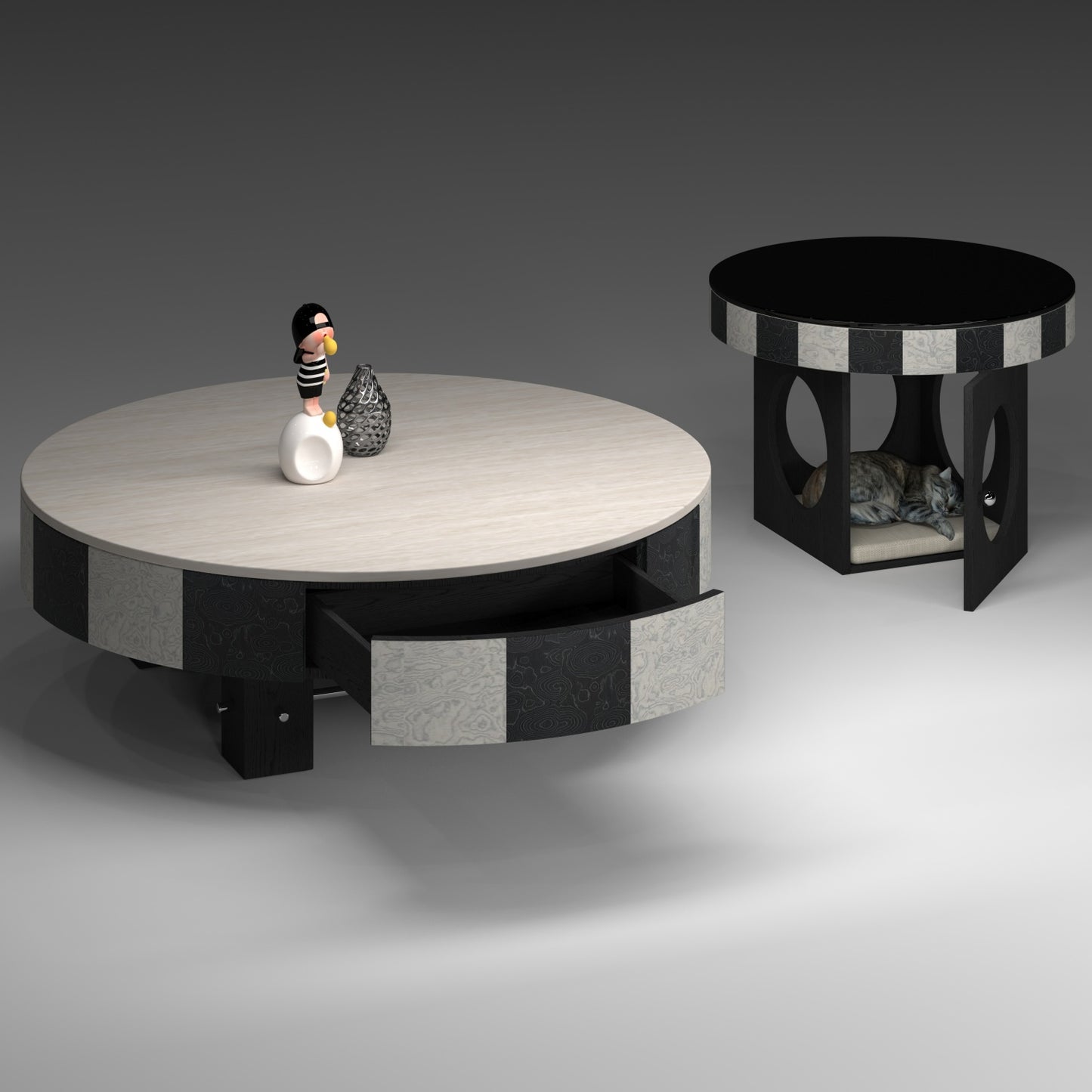 AAF FURNITURE Space-Saving Nesting Table Set for Modern Living Room