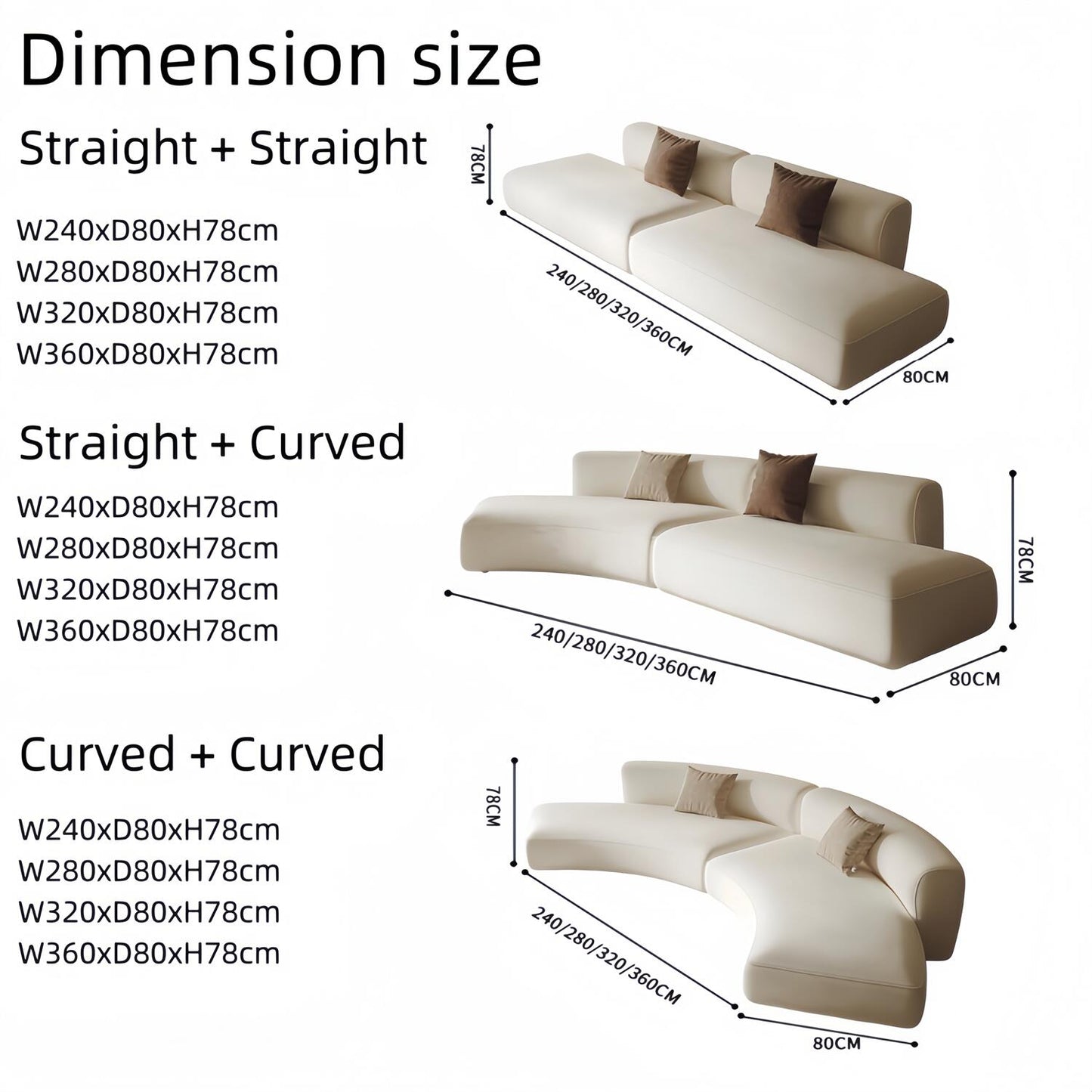 AAF Furniture Light Luxury Linen Cotton Fabric Cloud Shaped Sofa set for Livingroom