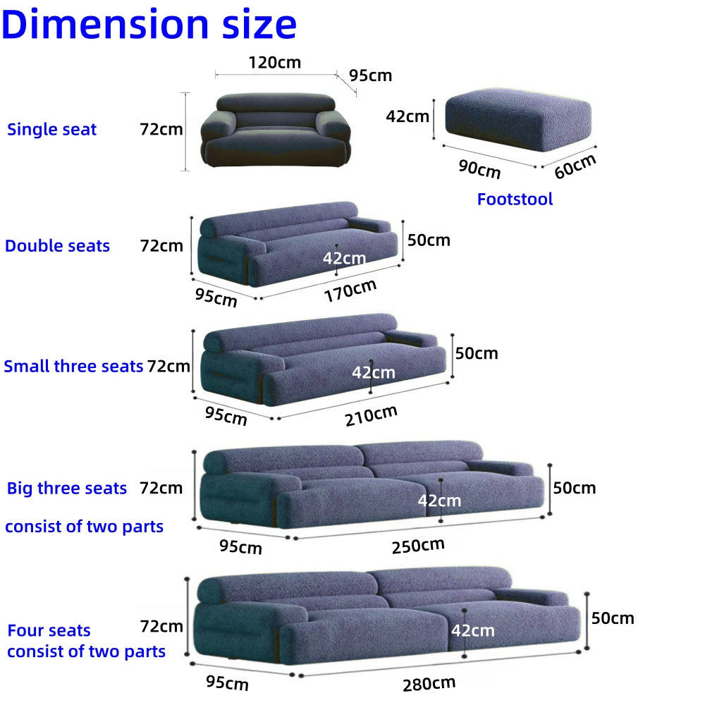 AAF Furniture Fleece Fabric Overstuffed Multifunction Cloud shaped Sofa Chair set for Livingroom Office