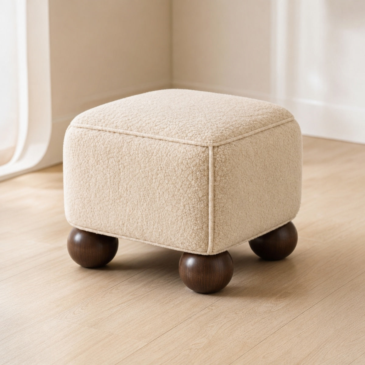 AAF Boucle Modern Square Stool for Living Room