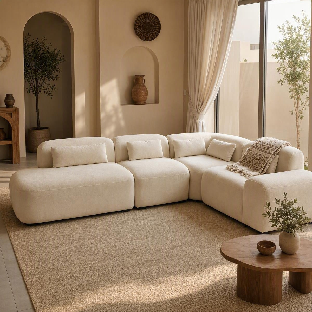 AAF Beige Modular Curved Sectional Sofa