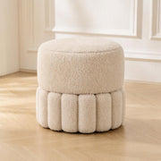 AAF Boucle Pleated Base Round Stool for Living Room