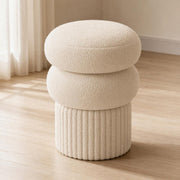 AAF Boucle Multi‑Layer Round Stool with Ribbed Base for Living Room