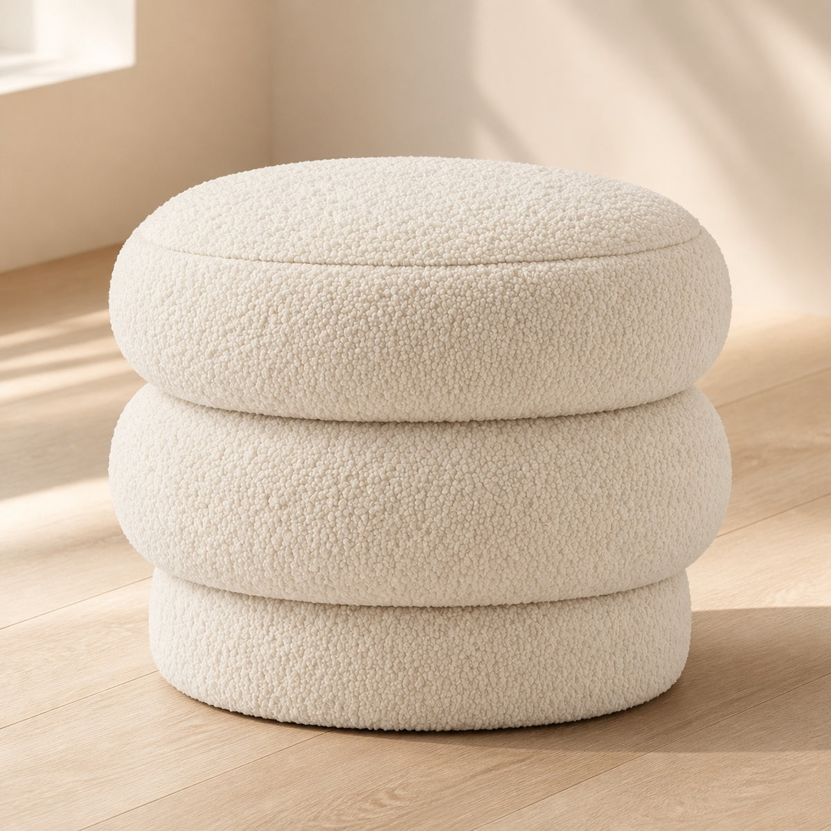 AAF Boucle 3‑Tier Round Stacked Stool for Living Room