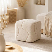 AAF Boucle Irregular Cube Decorative Stool for Living Room