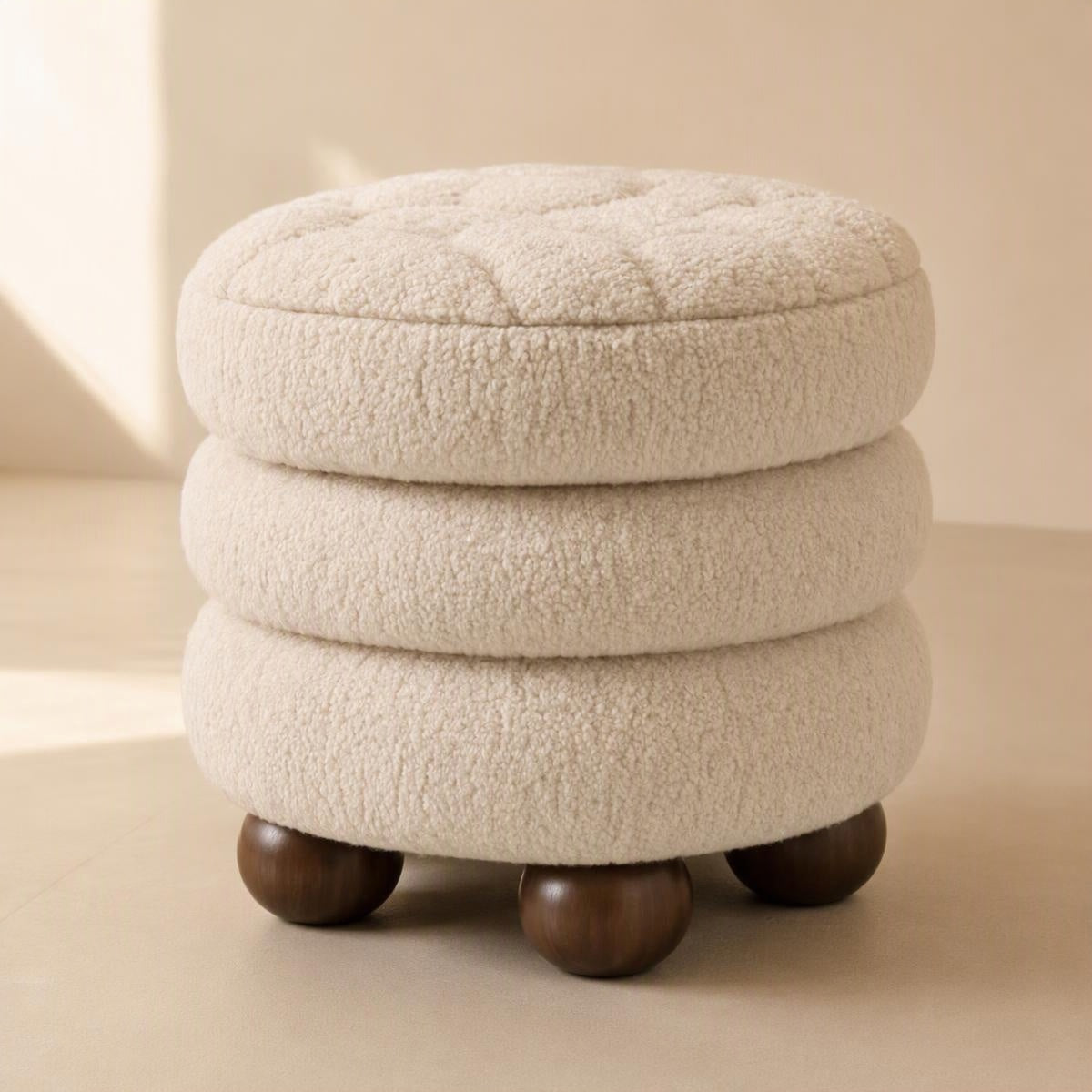 AAF Boucle 3‑Tier Round Stacked Stool for Living Room