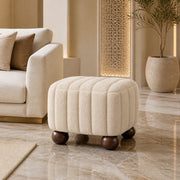 AAF Boucle Channel Tufted Square Stool for Living Room