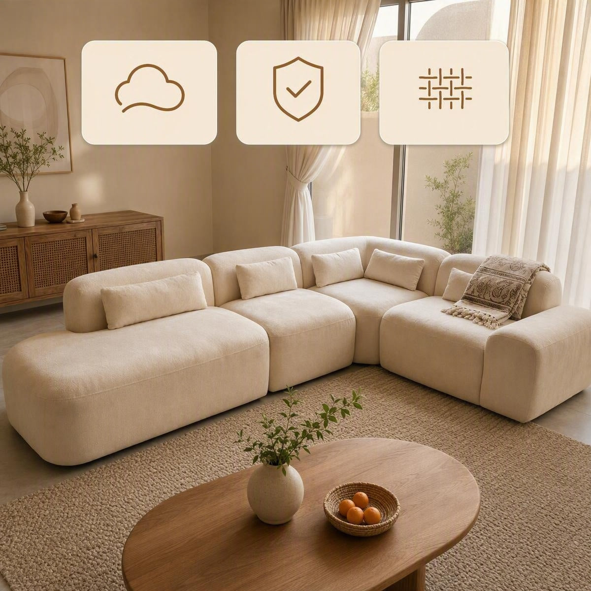 AAF Beige Modular Curved Sectional Sofa