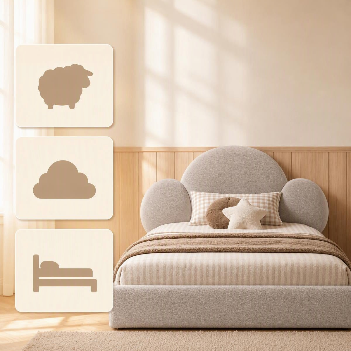 AAF Cloud Boucle Kids Bed Frame Grey