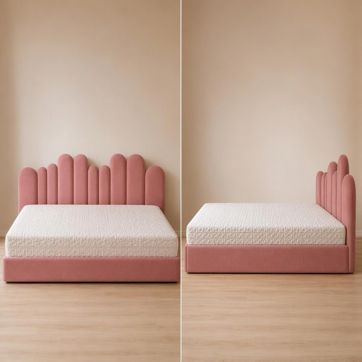 AAF Pink Boucle Arch Panel Kids Bed Frame
