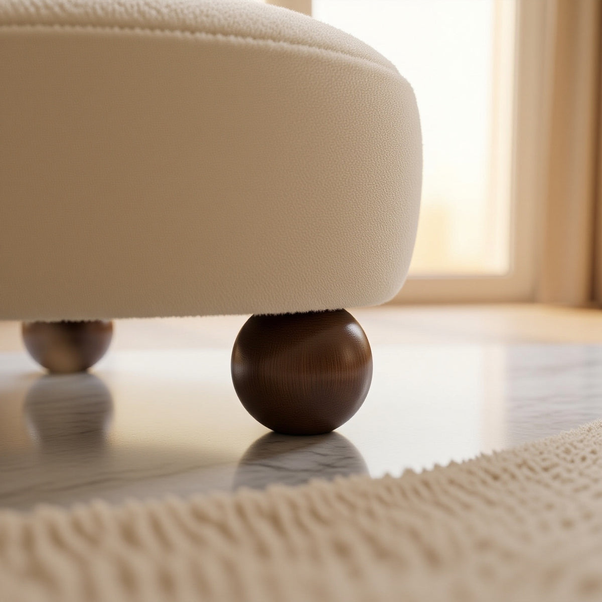 AAF Boucle Modern Round Accent Stool for Living Room